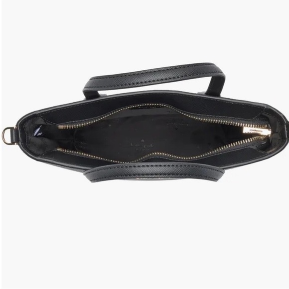 Kate Spade NWT Black Leather Shimmer Removable Crossbody Strap Satchel Tote Bag - Picture 4 of 7